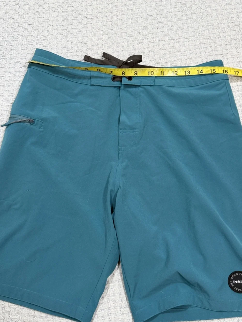 Men’s Prana Fenton Boardshort Catalina Blue Black Logo & Ties Size Large